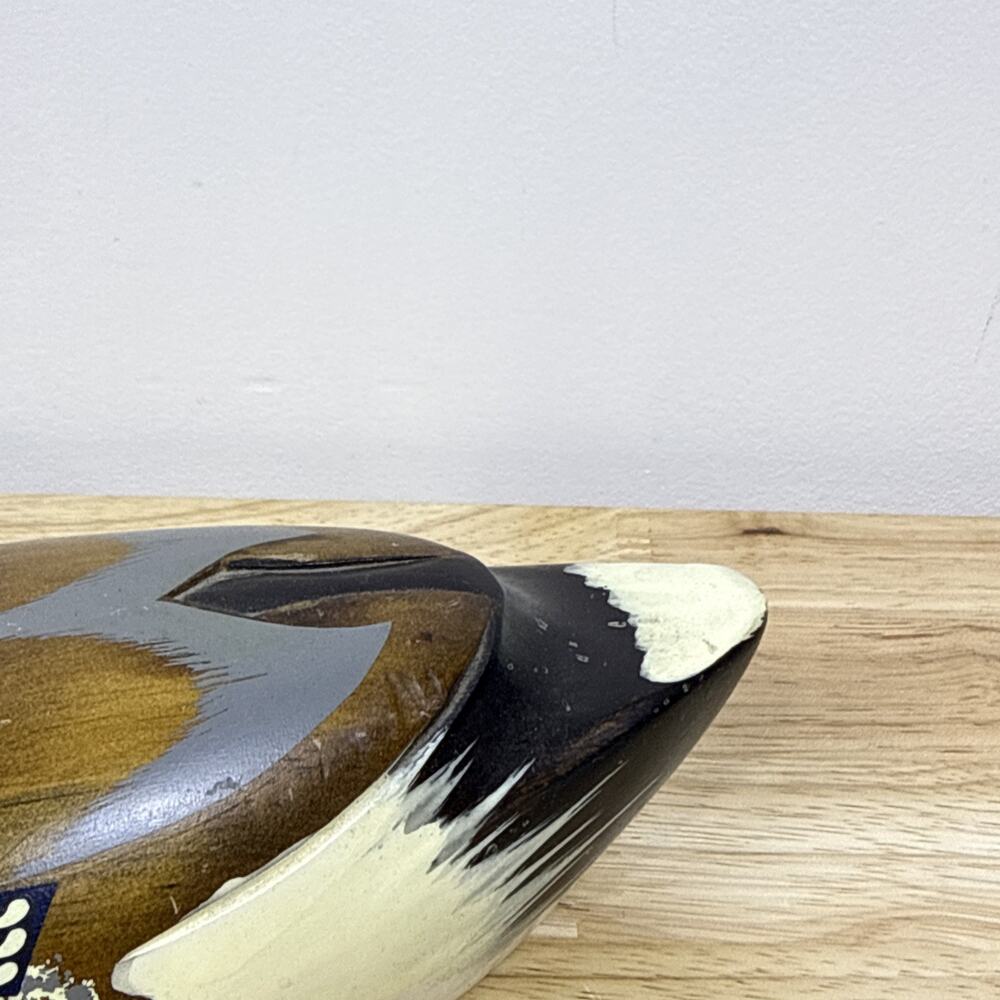 Wood Carved Mallard Duck Decoy Hand-painted Smooth Glossy Unmarked 10” - Picture 8 of 8